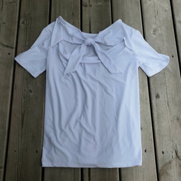 Halogen white tie back short sleeve top nwot XS - Picture 2 of 3